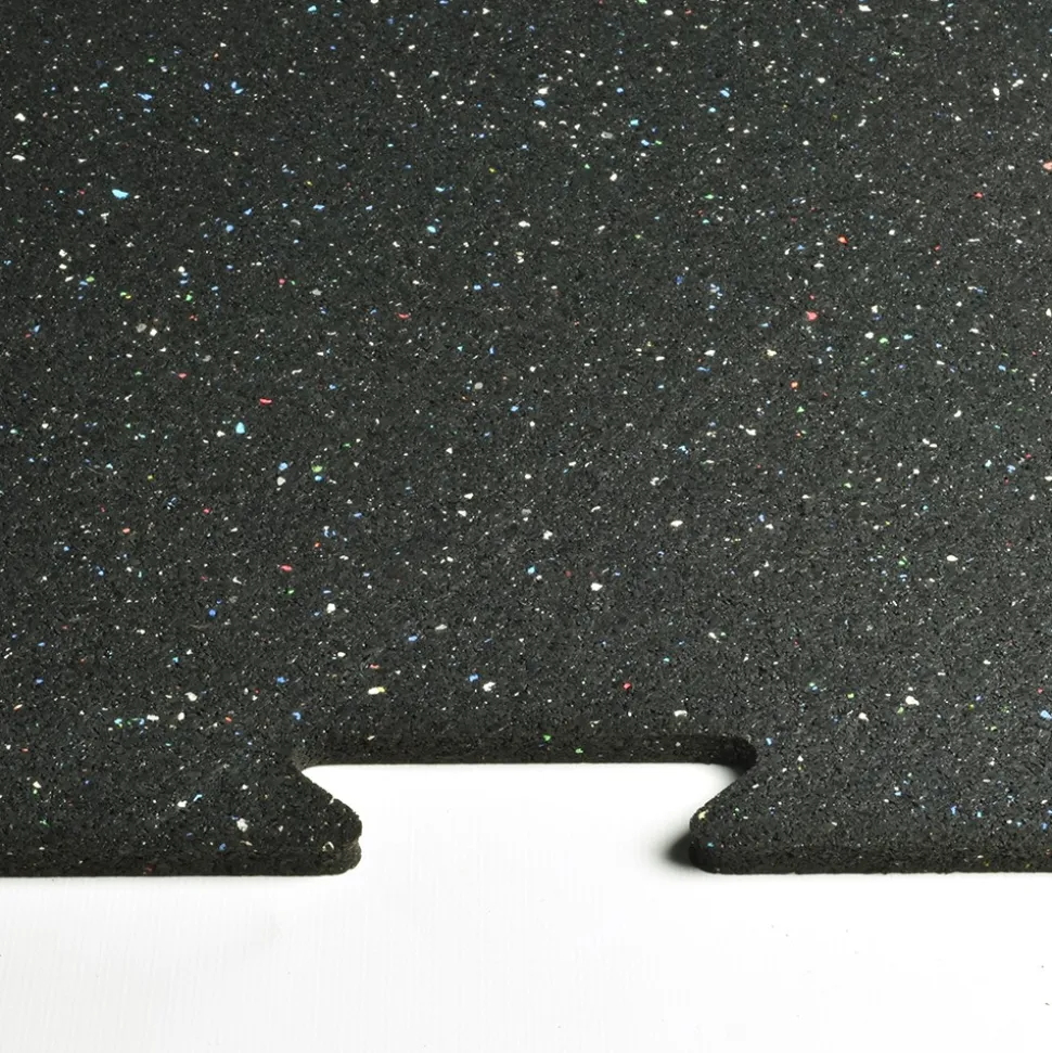 Rubber Tile Interlocks with Borders Regrind 1/4 Inch x 25x25 Inches Pacific