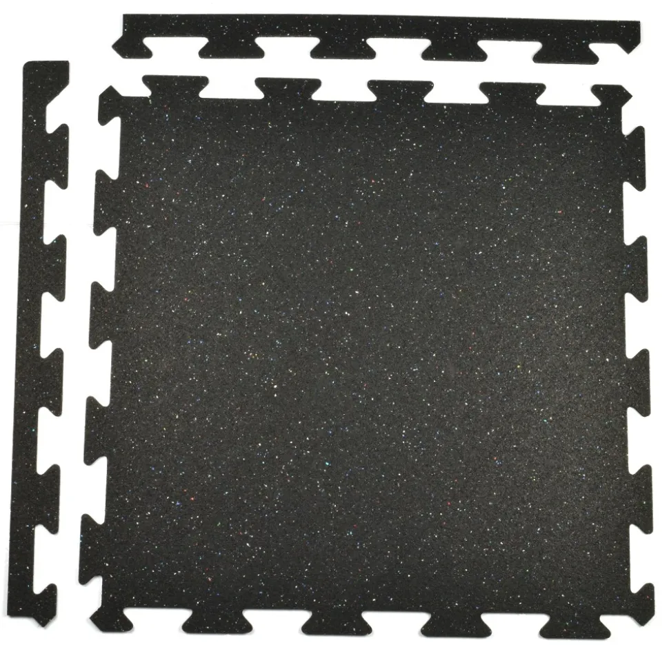Rubber Tile Interlocks with Borders Regrind 1/4 Inch x 25x25 Inches Pacific