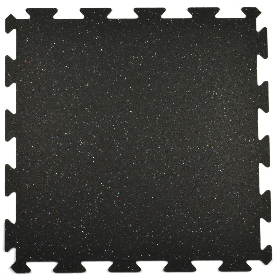 Rubber Tile Interlocks with Borders Regrind 8mm 25x25 Inches Pacific