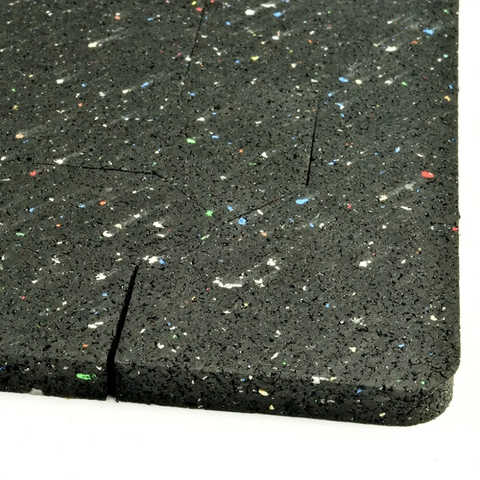 Rubber Tile Interlocks with Borders Regrind 8mm 25x25 Inches Pacific