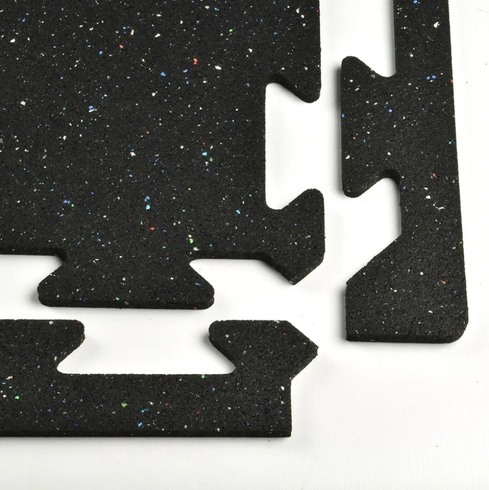 Rubber Tile Interlocks with Borders Regrind 8mm 25x25 Inches Pacific