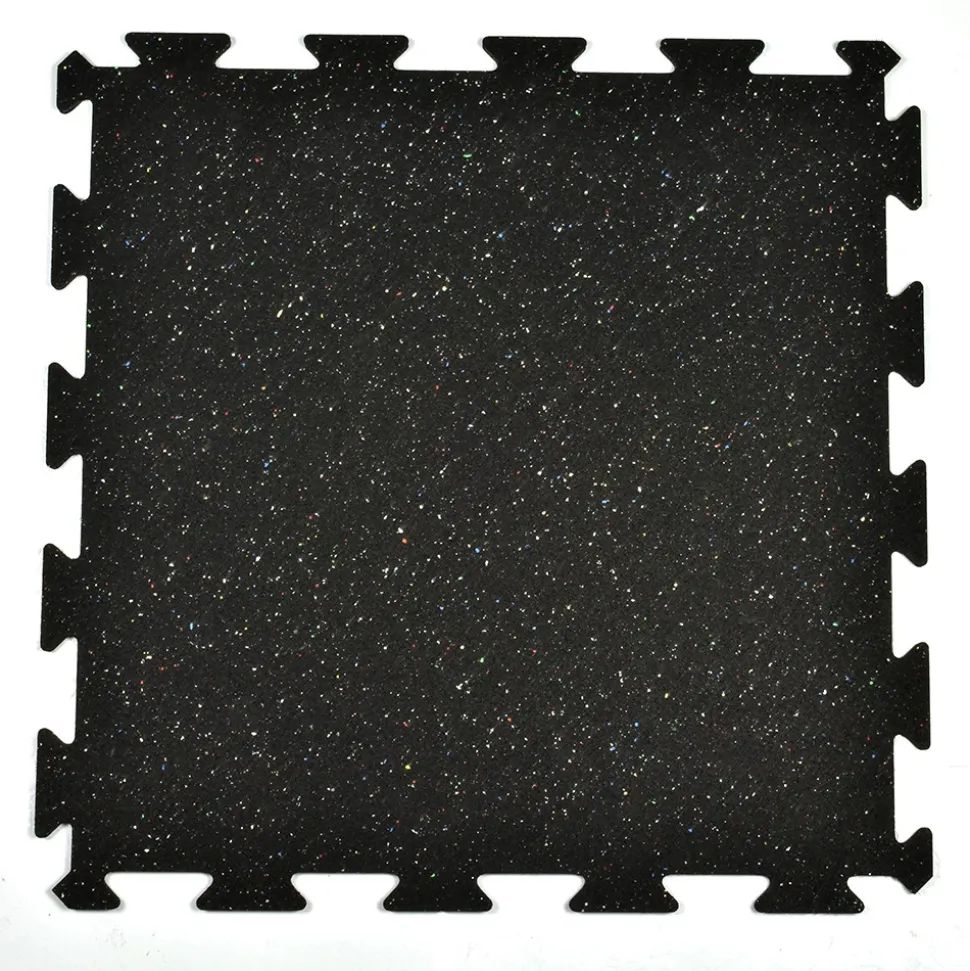 Rubber Tile Interlocks with Borders Regrind 8mm 25x25 Inches Pacific
