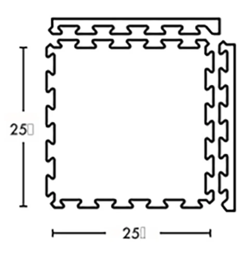 Rubber Tile Interlocks with Borders Regrind 8mm 25x25 Inches Pacific