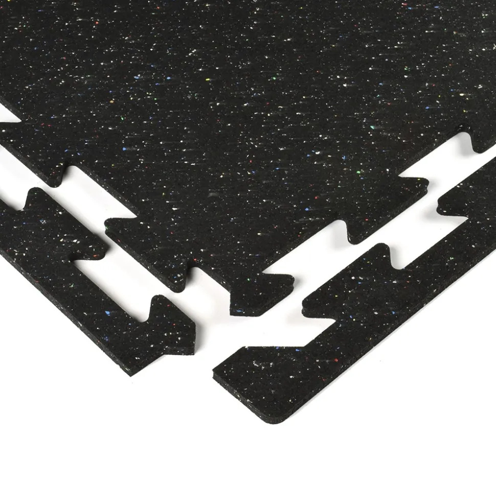Rubber Tile Interlocks with Borders Regrind 8mm 25x25 Inches Pacific