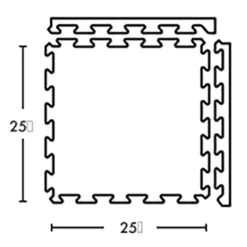 Rubber Tile Interlocks with Borders 10% Color 1/4 Inch x 25x25 Inches Pacific