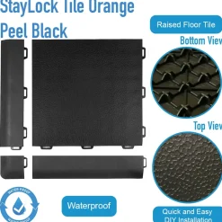 StayLock Tile Orange Peel Black 9/16 Inch x 1x1 Ft.