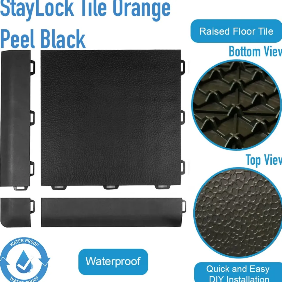 StayLock Tile Orange Peel Black 9/16 Inch x 1x1 Ft.