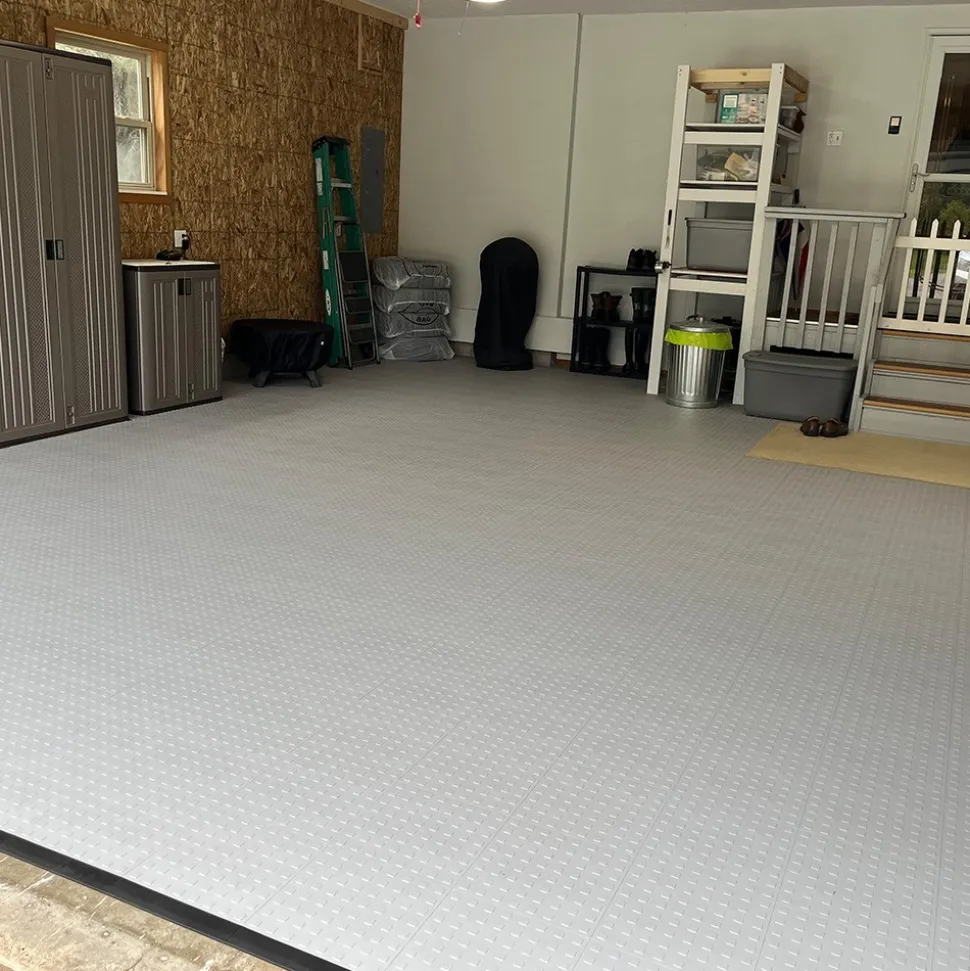TechFloor Solid Garage Tile with Raised Squares Carton of 10