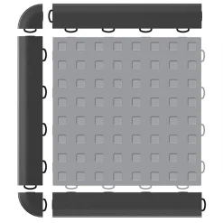 TechFloor Solid Garage Tile with Raised Squares Carton of 10