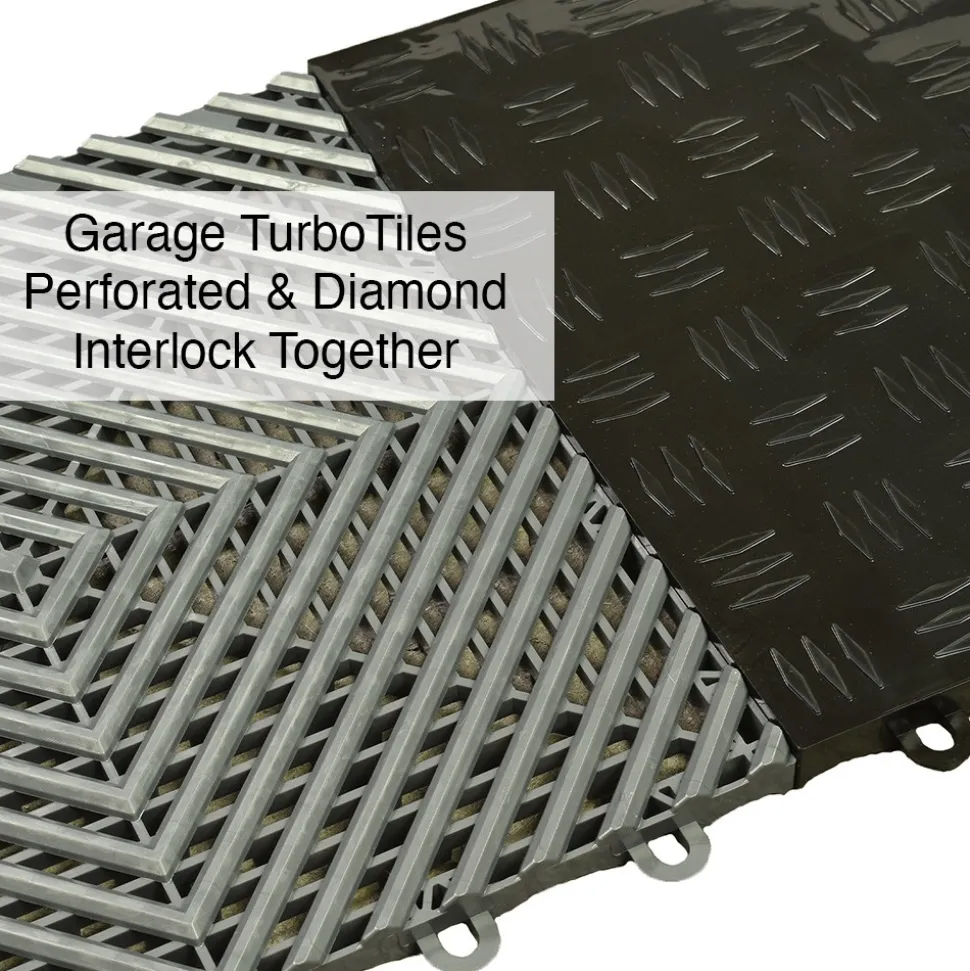 TurboTile Diamond Garage Floor Tile 5/8 Inch x 1x1 Ft.