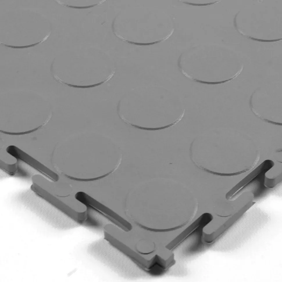 Warehouse Floor Coin PVC Tile Gray 1/4 Inch x 19.625x19.625 Inches