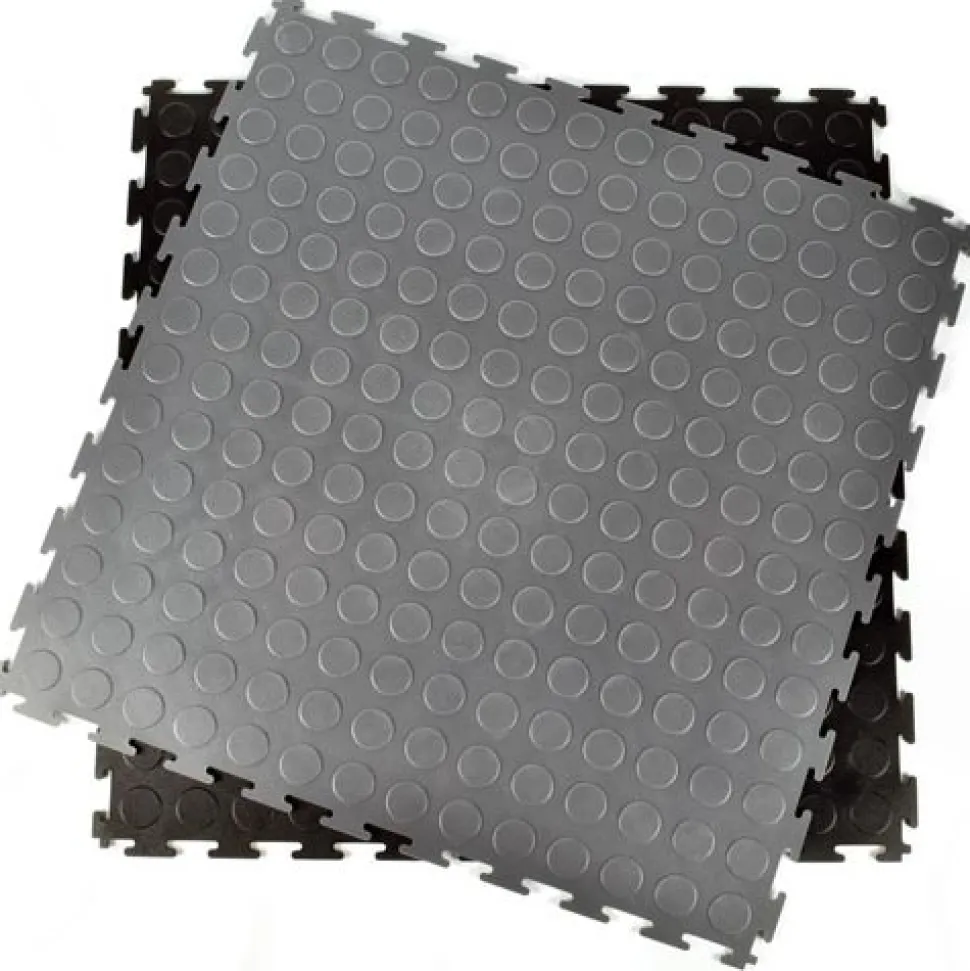 Warehouse Floor Coin PVC Tile Black 1/4 Inch x 19.625x19.625 Inches