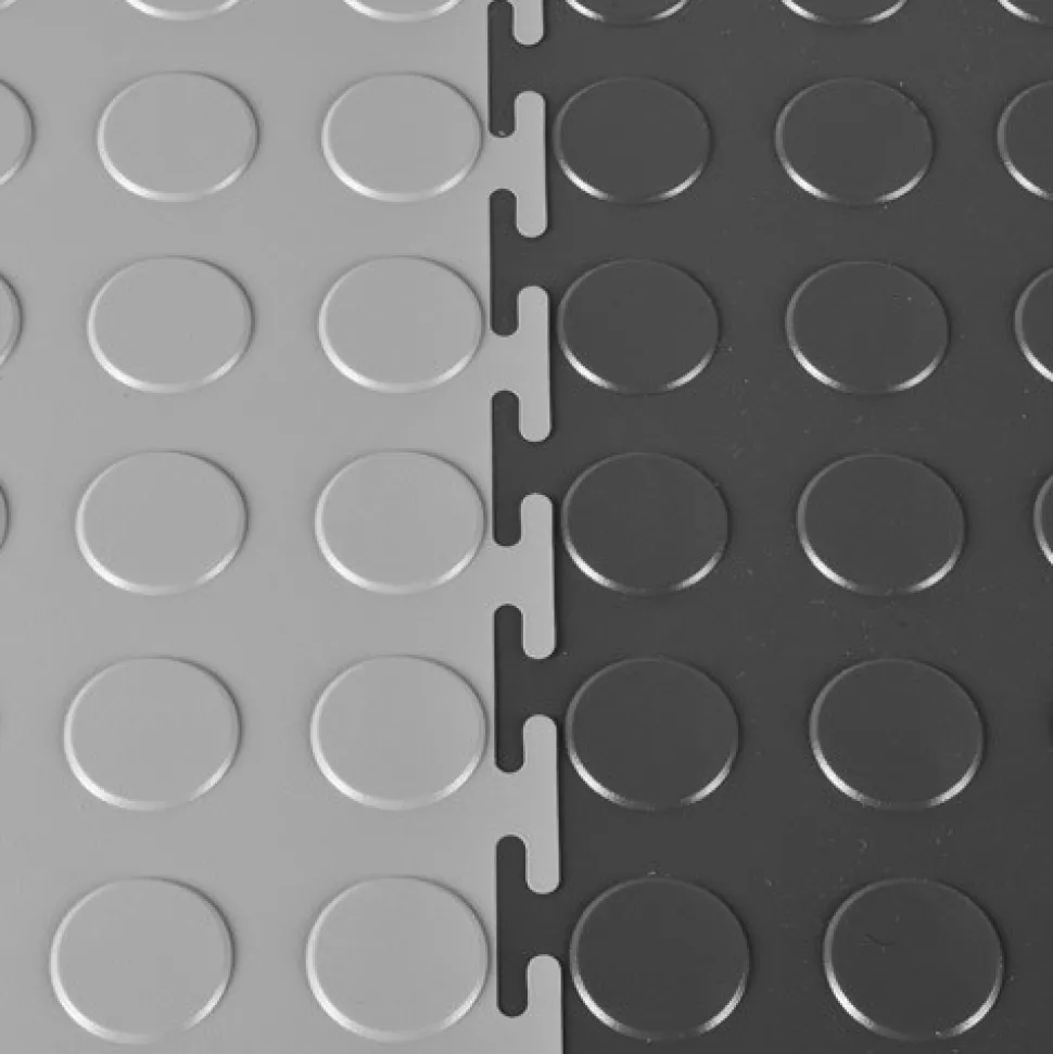 Warehouse Floor Coin PVC Tile Black 1/4 Inch x 19.625x19.625 Inches