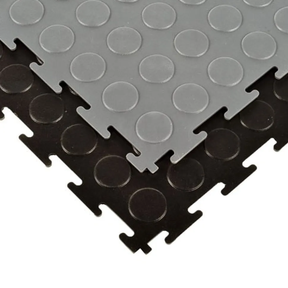 Warehouse Floor Coin PVC Tile Black 1/4 Inch x 19.625x19.625 Inches