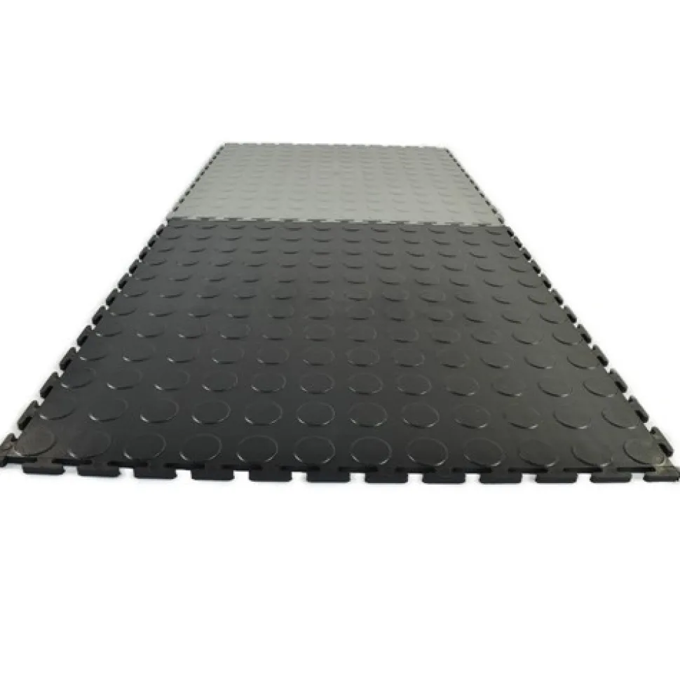 Warehouse Floor Coin PVC Tile Black 1/4 Inch x 19.625x19.625 Inches