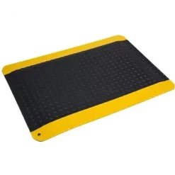 Wearwell Diamond-Plate SpongeCote 3x5 Ft Black w/Yellow Borders